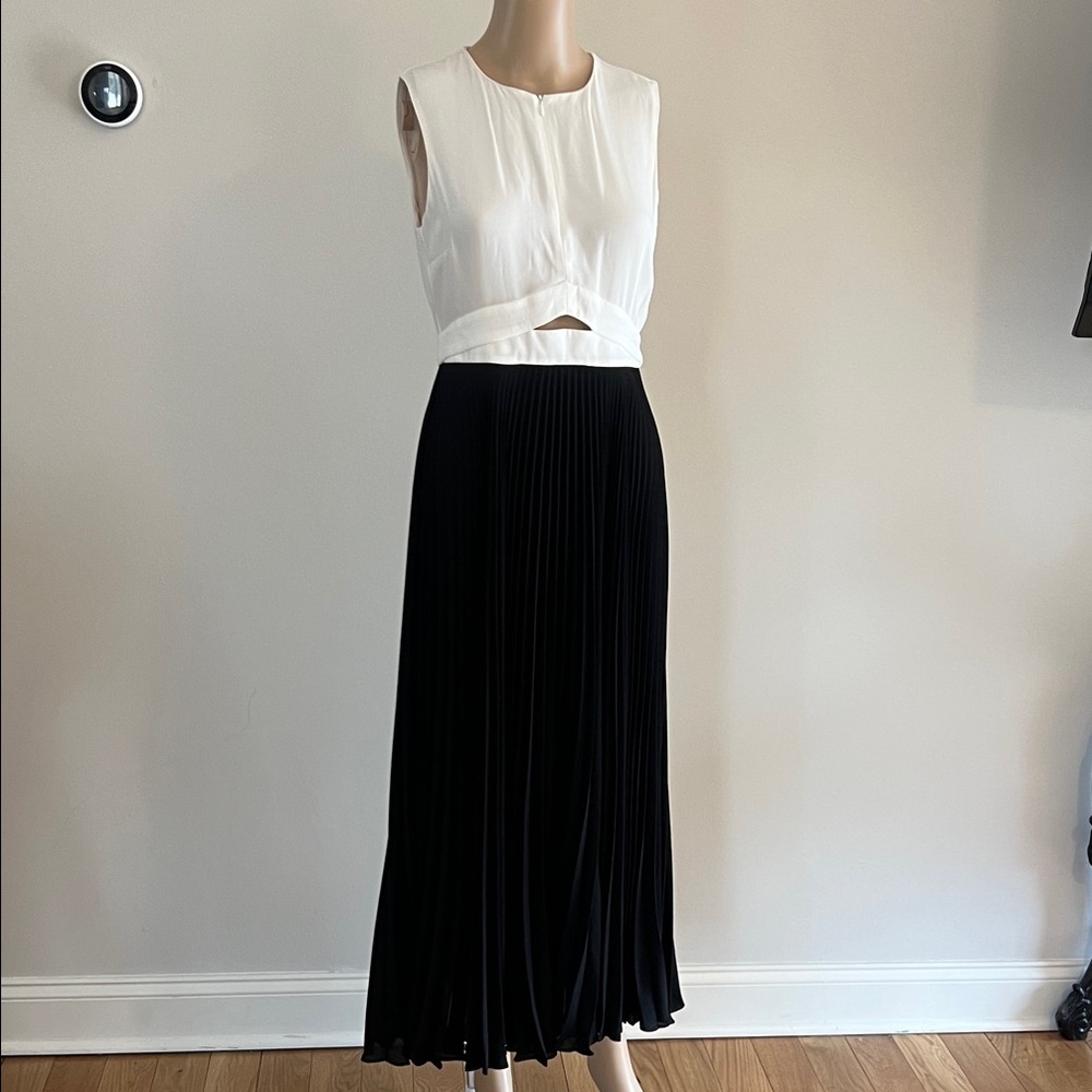 A.L.C. White Top and Black Pleated Skirt Set